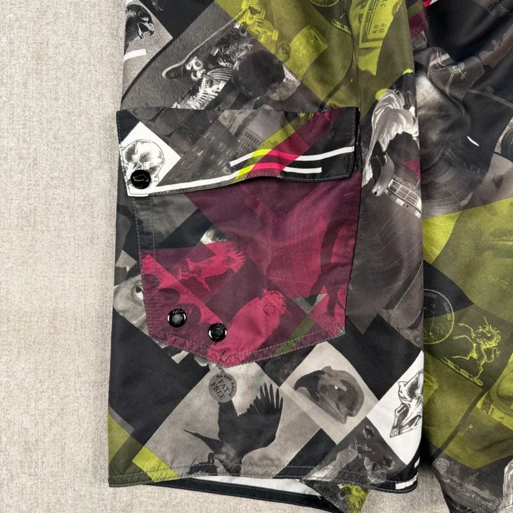 Tony Hawk Board Shorts Men 36 Multicolor Skateboard Skull Graphic Cargo Swim